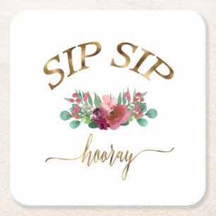 Posavasos Cuadrado De Papel sip hooray flores!