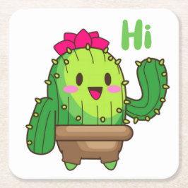 Posavasos Cuadrado De Papel Sip & Smile Coaster – Cactus Says Hi