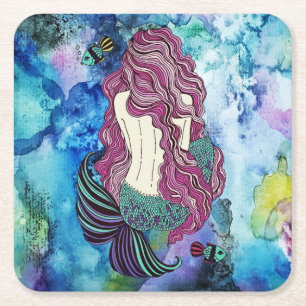 Posavasos Cuadrado De Papel Sirena
