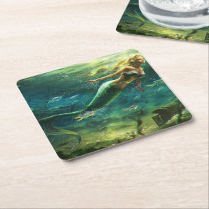Posavasos Cuadrado De Papel sirena