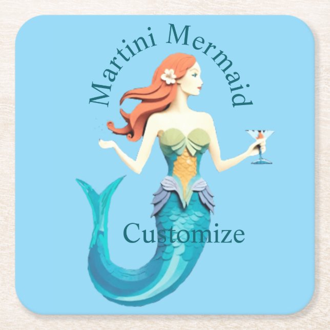 Posavasos Cuadrado De Papel Sirena Martini Thunder_Cove (Anverso)