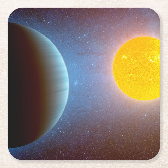 Posavasos Cuadrado De Papel Sistema Estrella Kepler-10. (Anverso)