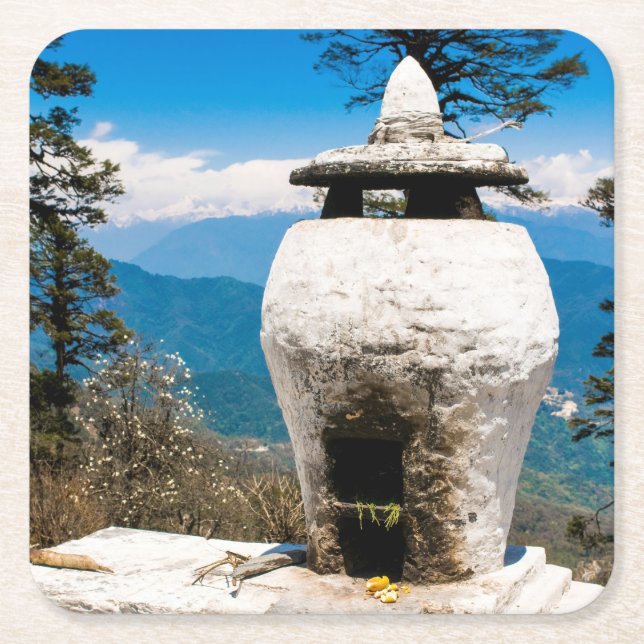 Posavasos Cuadrado De Papel Sitio de culto budista (Anverso)