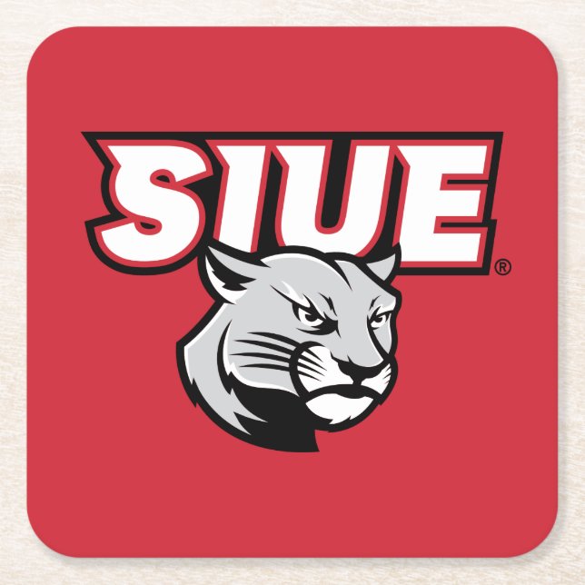Posavasos Cuadrado De Papel SIUE Cougars (Anverso)