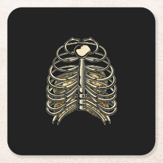 Posavasos Cuadrado De Papel Skeleton Bone Rib Cage Halloween Taco Lover Tradic