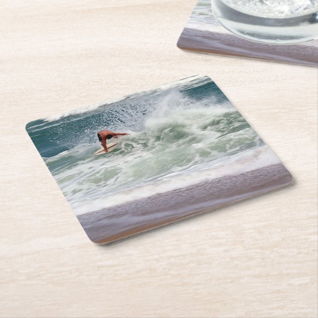 Posavasos Cuadrado De Papel Skimboarding por Shirley Taylor (En perspectiva)