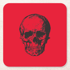 Posavasos Cuadrado De Papel Skull Red Pop Art