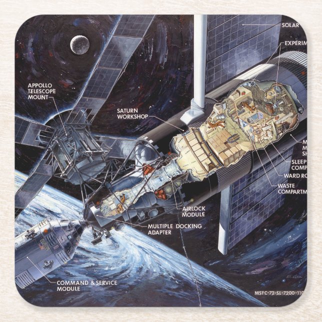 POSAVASOS CUADRADO DE PAPEL SKYLAB (Anverso)