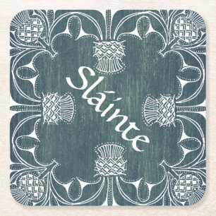 Posavasos Cuadrado De Papel Sláinte Cheers Escoceses