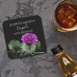 Posavasos Cuadrado De Papel Slàinte mhath Thistle Cumpleaños