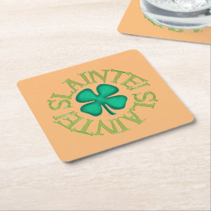 Posavasos Cuadrado De Papel ¡Slainte! ¡Que el papel beba galletas!
