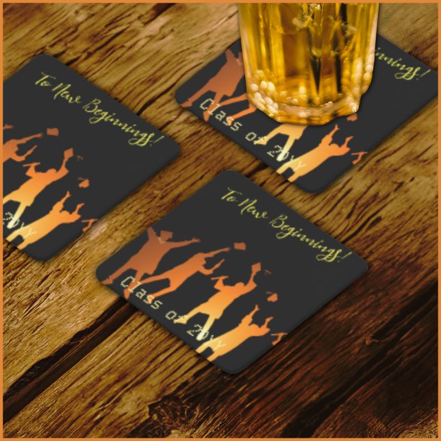 Posavasos Cuadrado De Papel Sleek Black Modern Tech Graduation (Subido por el creador)