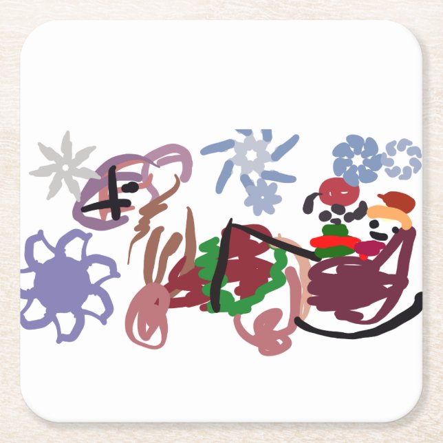Posavasos Cuadrado De Papel  Sleigh winter  (Anverso)