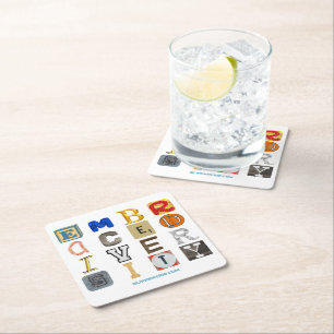 Posavasos Cuadrado De Papel SlipperyJoe adopta cartas de corte de diversidad c