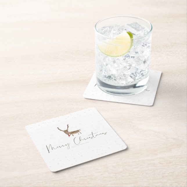 Posavasos Cuadrado De Papel SlipperyJoe Merry Nocheveris rinoceronte (In situ)