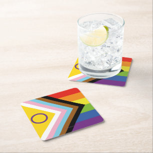 Posavasos Cuadrado De Papel SlipperyJoe Progreso del progreso de la bandera de