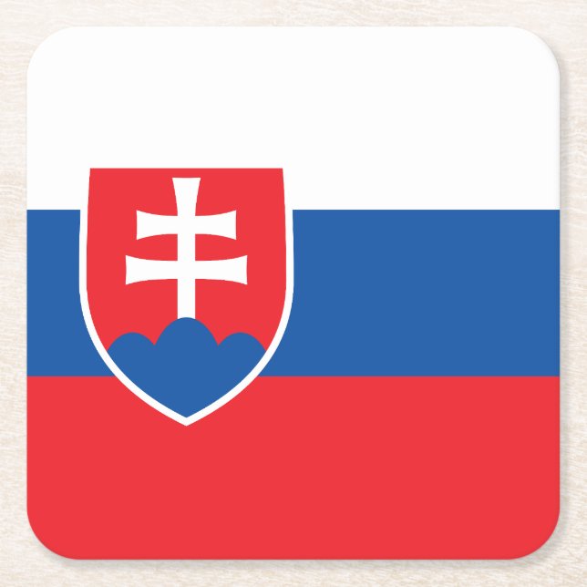 Posavasos Cuadrado De Papel Slovakia Flag (Anverso)