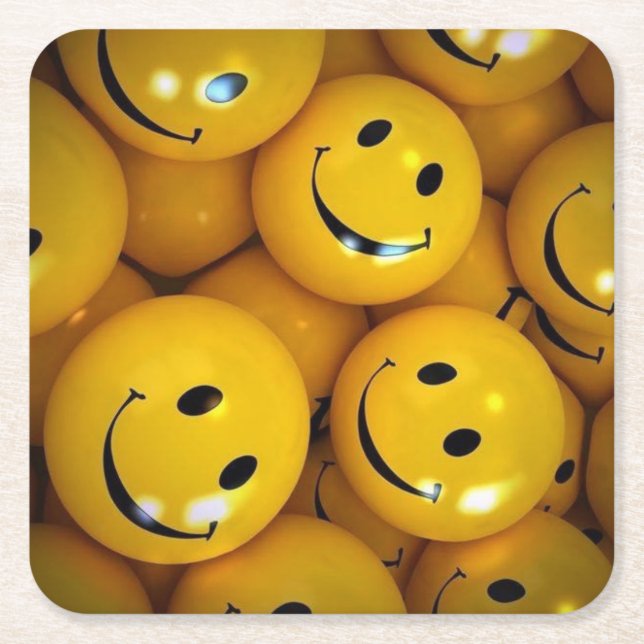 Posavasos Cuadrado De Papel Smiley (Anverso)