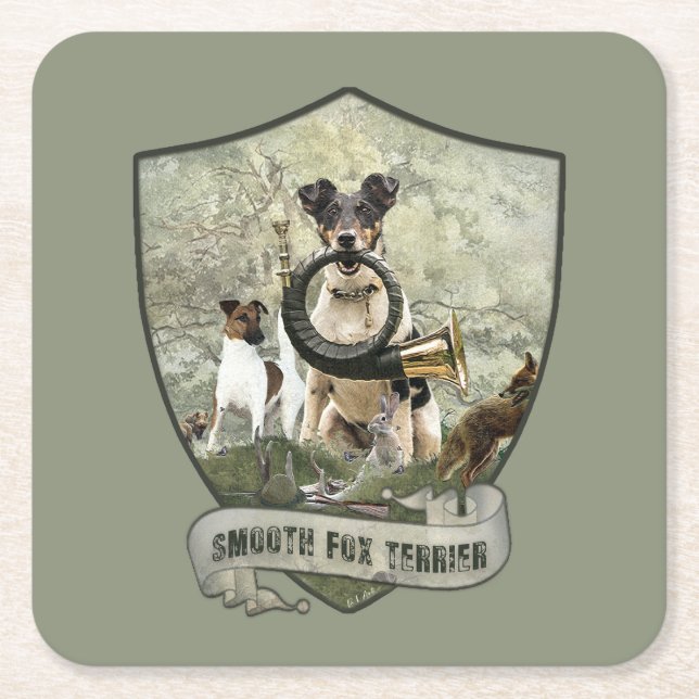 Posavasos Cuadrado De Papel Smooth Fox Terrier (Anverso)
