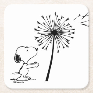 Posavasos Cuadrado De Papel Snoopy con Dandelion