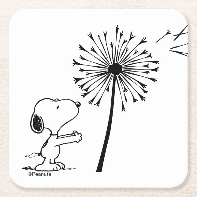 Posavasos Cuadrado De Papel Snoopy con Dandelion (Anverso)