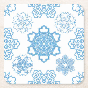 Posavasos Cuadrado De Papel Snowflake