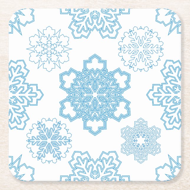 Posavasos Cuadrado De Papel Snowflake (Anverso)