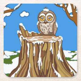 Posavasos Cuadrado De Papel Snowflake the Owl