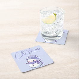 Posavasos Cuadrado De Papel Snowman Christmas Coaster