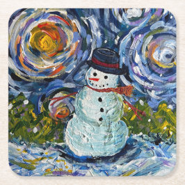 Posavasos Cuadrado De Papel Snowman Paper Coaster Set
