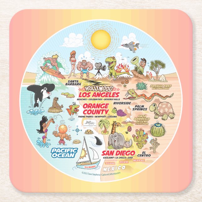 Posavasos Cuadrado De Papel SoCal (Anverso)