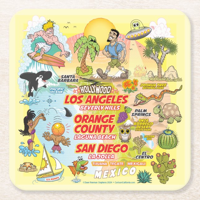 Posavasos Cuadrado De Papel SoCal Sunset (Anverso)