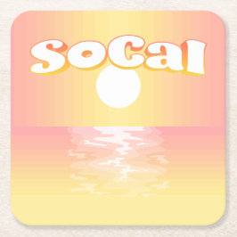 Posavasos Cuadrado De Papel SoCal Sunset