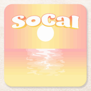 Posavasos Cuadrado De Papel SoCal Sunset
