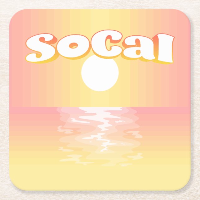 Posavasos Cuadrado De Papel SoCal Sunset (Anverso)
