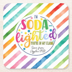 Posavasos Cuadrado De Papel soda - pegatina cuadrado de apreciación liviana