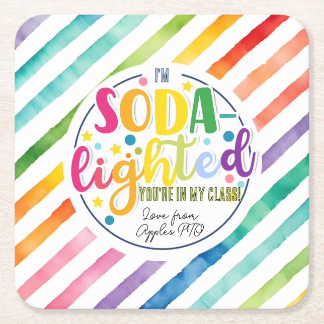 Posavasos Cuadrado De Papel soda - pegatina cuadrado de apreciación liviana (Anverso)
