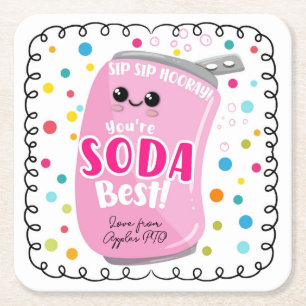 Posavasos Cuadrado De Papel soda - pegatina cuadrado de apreciación liviana
