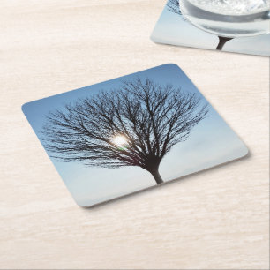 Posavasos Cuadrado De Papel sol de invierno