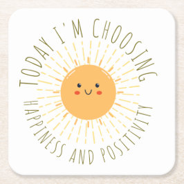 Posavasos Cuadrado De Papel Sol sonriente lindo 