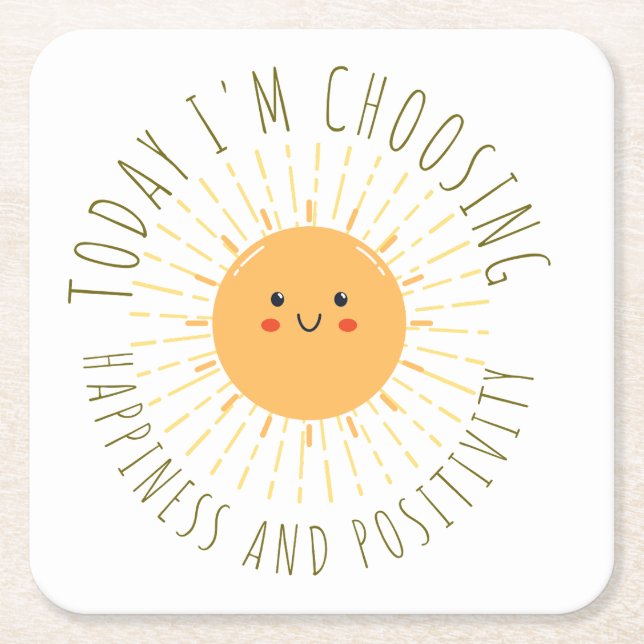 Posavasos Cuadrado De Papel Sol sonriente lindo  (Anverso)