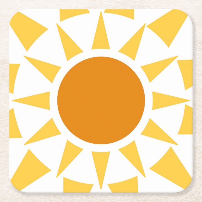 Posavasos Cuadrado De Papel Sol verano (Anverso)