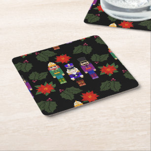 Posavasos Cuadrado De Papel Soldados Cascanueces con Estilo de Fieltro Falso C