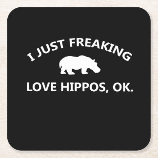 Posavasos Cuadrado De Papel Solo me encanta el regalo de Hippos