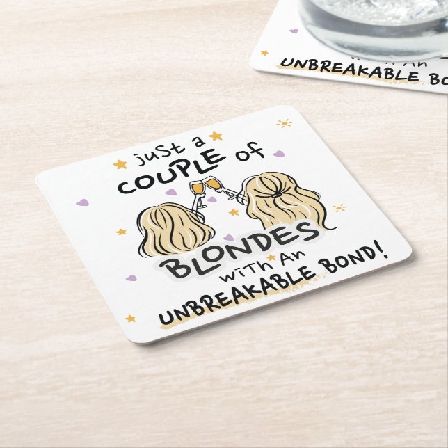 Posavasos Cuadrado De Papel "Solo un par de rubias" (En perspectiva)