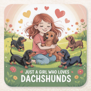 Posavasos Cuadrado De Papel Solo Una Chica Que Ama A Los Dachshunds