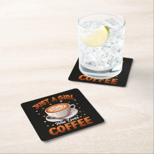 Posavasos Cuadrado De Papel Sólo una chica que ama el café
