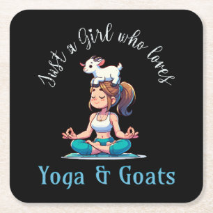 Posavasos Cuadrado De Papel Sólo una chica que ama el Yoga y las Cabras