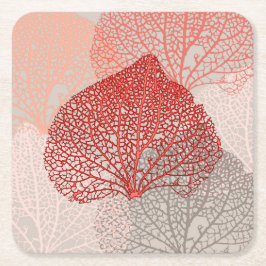 Posavasos Cuadrado De Papel Sombra de coral