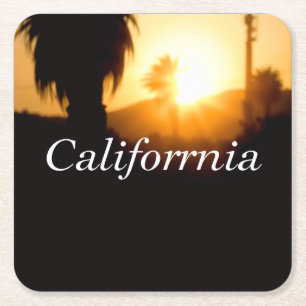 Posavasos Cuadrado De Papel Soñando con California